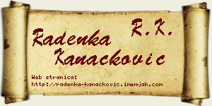 Radenka Kanačković vizit kartica